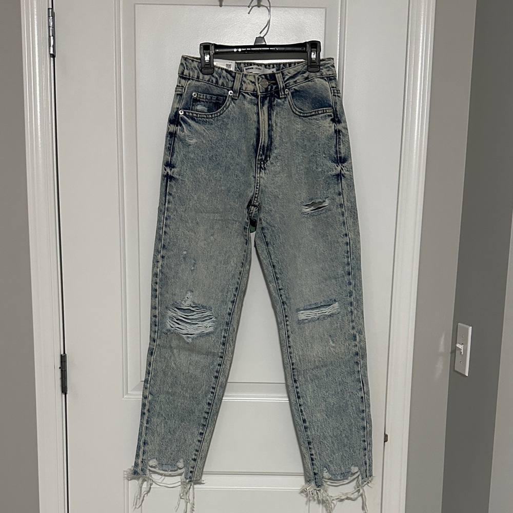 Garage Distressed Blue Straight Leg Jeans